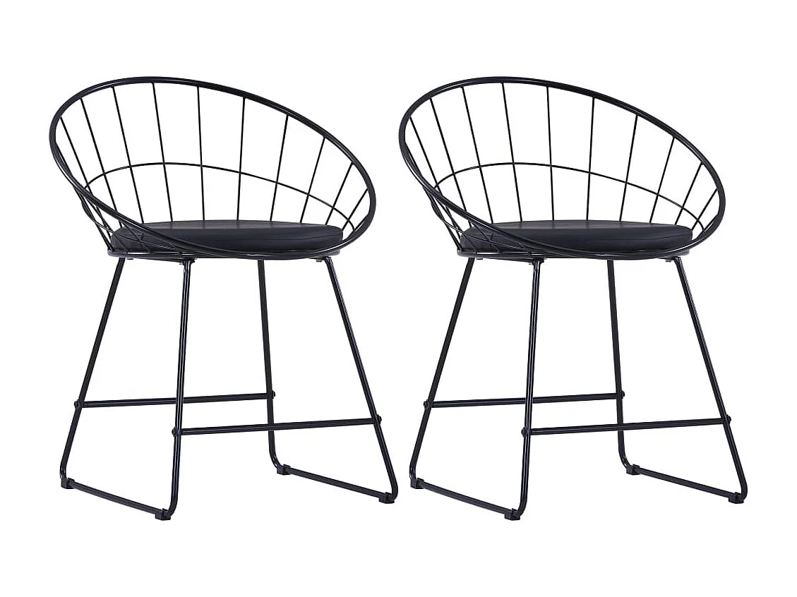 Chaises à manger Siège en similicuir Lot de 2 noir acier REO17320
