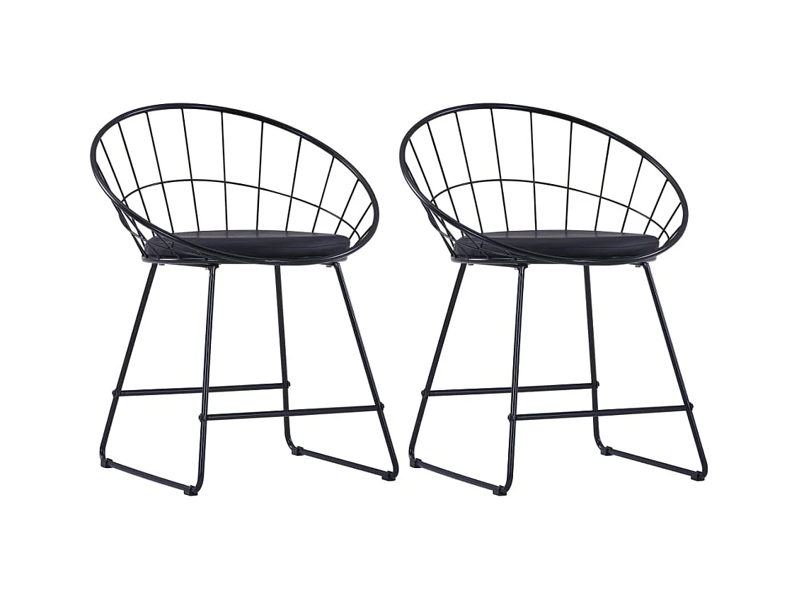 Chaises à manger Siège en similicuir Lot de 2 noir acier REO17320