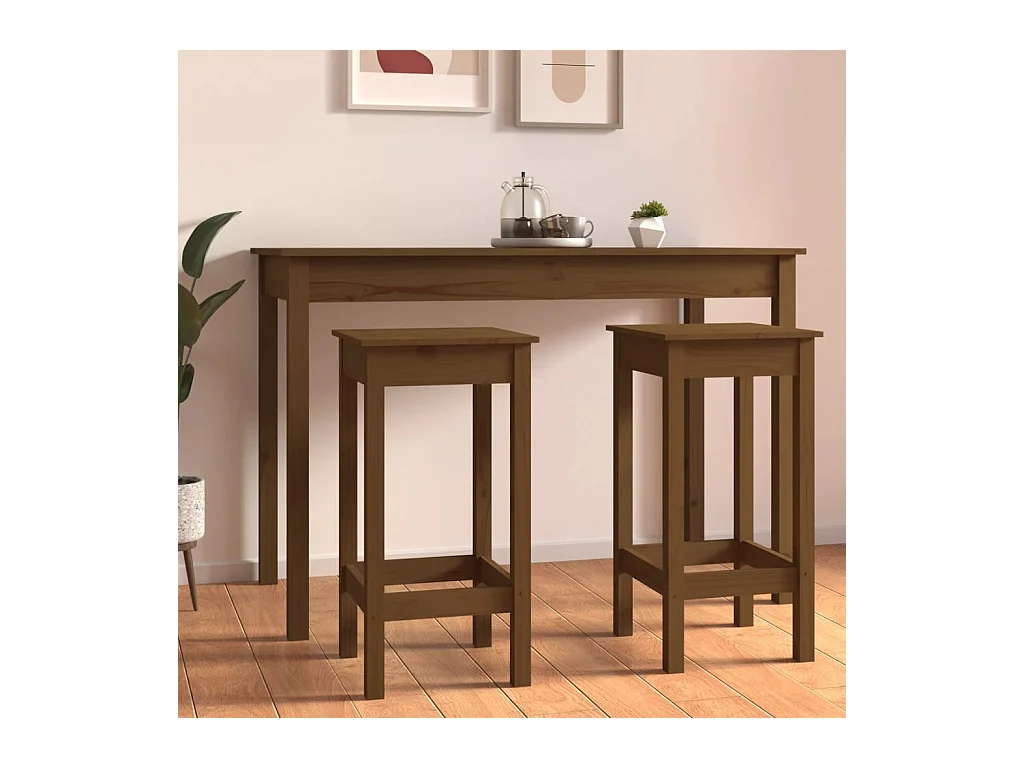 Tabourets de bar lot de 2 marron miel 40x40x78 cm bois pin solide REO75651