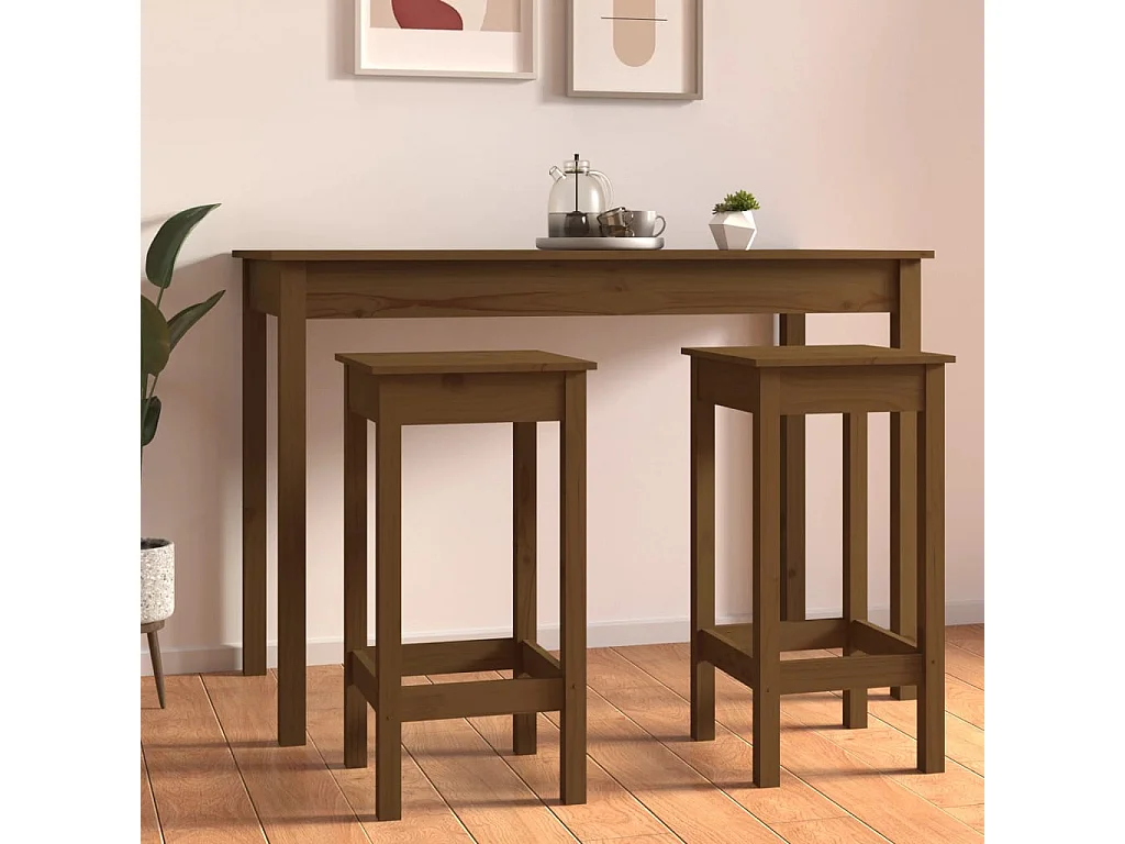 Tabourets de bar lot de 2 marron miel 40x40x78 cm bois pin solide REO75651