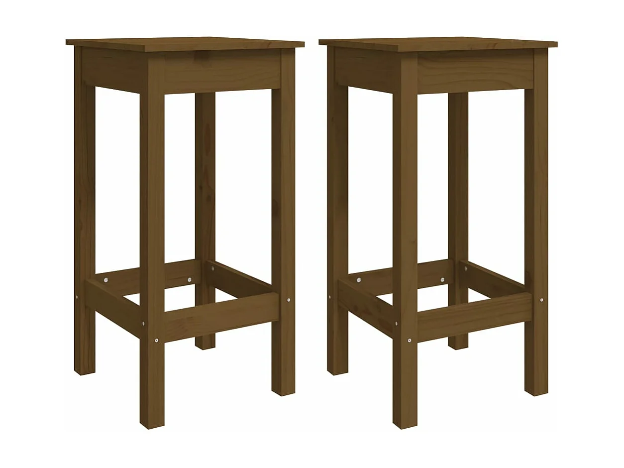 Tabourets de bar lot de 2 marron miel 40x40x78 cm bois pin solide REO75651