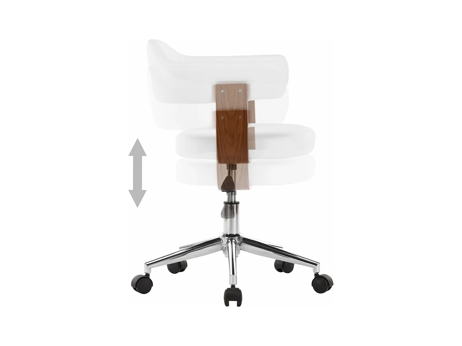 Chaise pivotante à dîner Blanc Bois courbé et similicuir REO96679