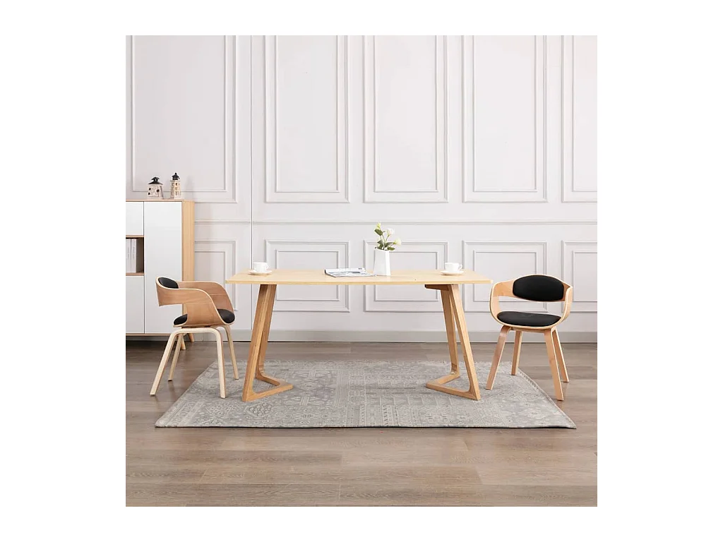 Chaises à manger Lot de 2 bois courbé et similicuir REO65142