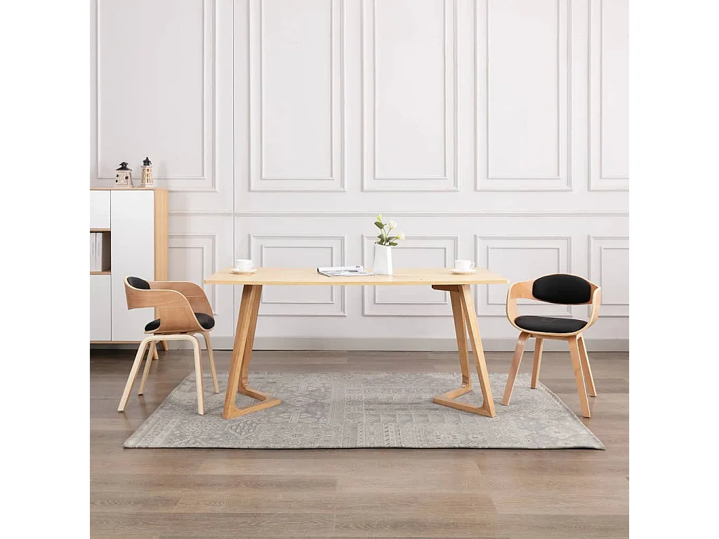 Chaises à manger Lot de 2 bois courbé et similicuir REO65142