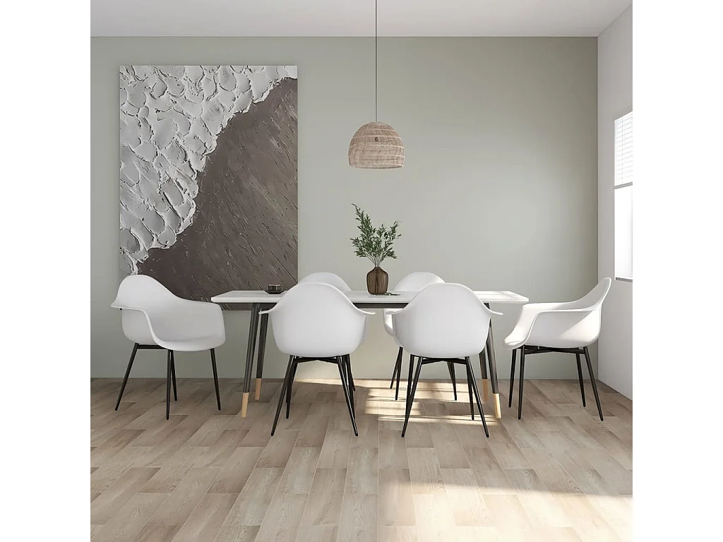 Chaises à manger Lot de 6 blanc PP REO76466