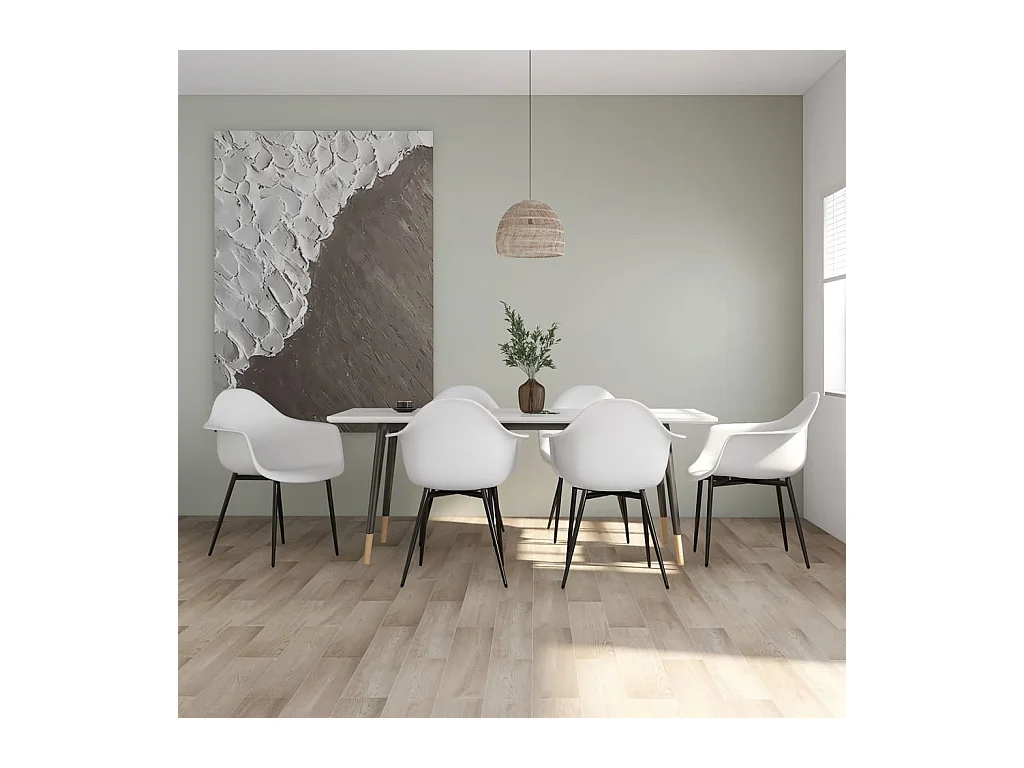 6er-set-Stühle| Esszimmerstühle Weiß PP -gkd612622