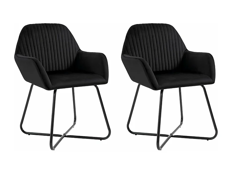 Chaises à manger Lot de 2 Noir Velours REO51441