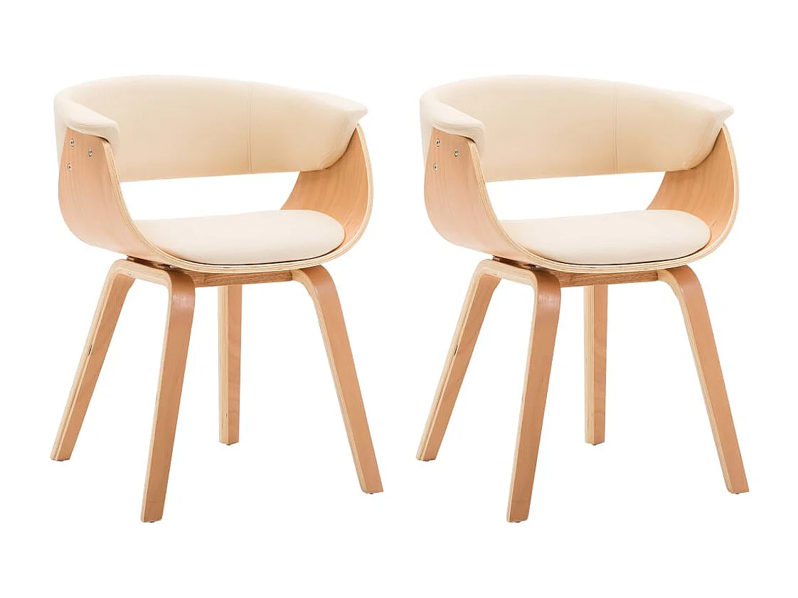 2er-set-Stühle| Esszimmerstühle Creme Bugholz und Kunstleder -gkd584517