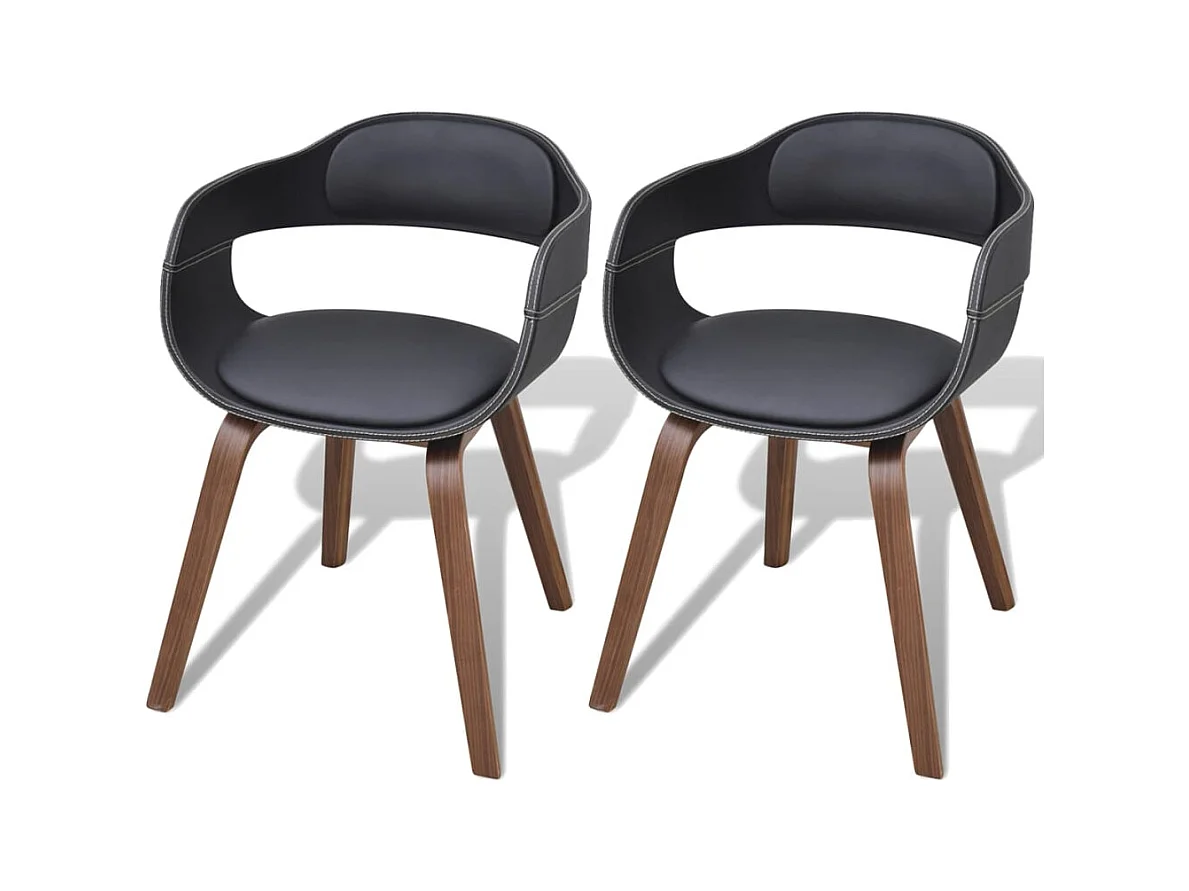 Chaises à manger Lot de 2 noir bois courbé et similicuir REO82409