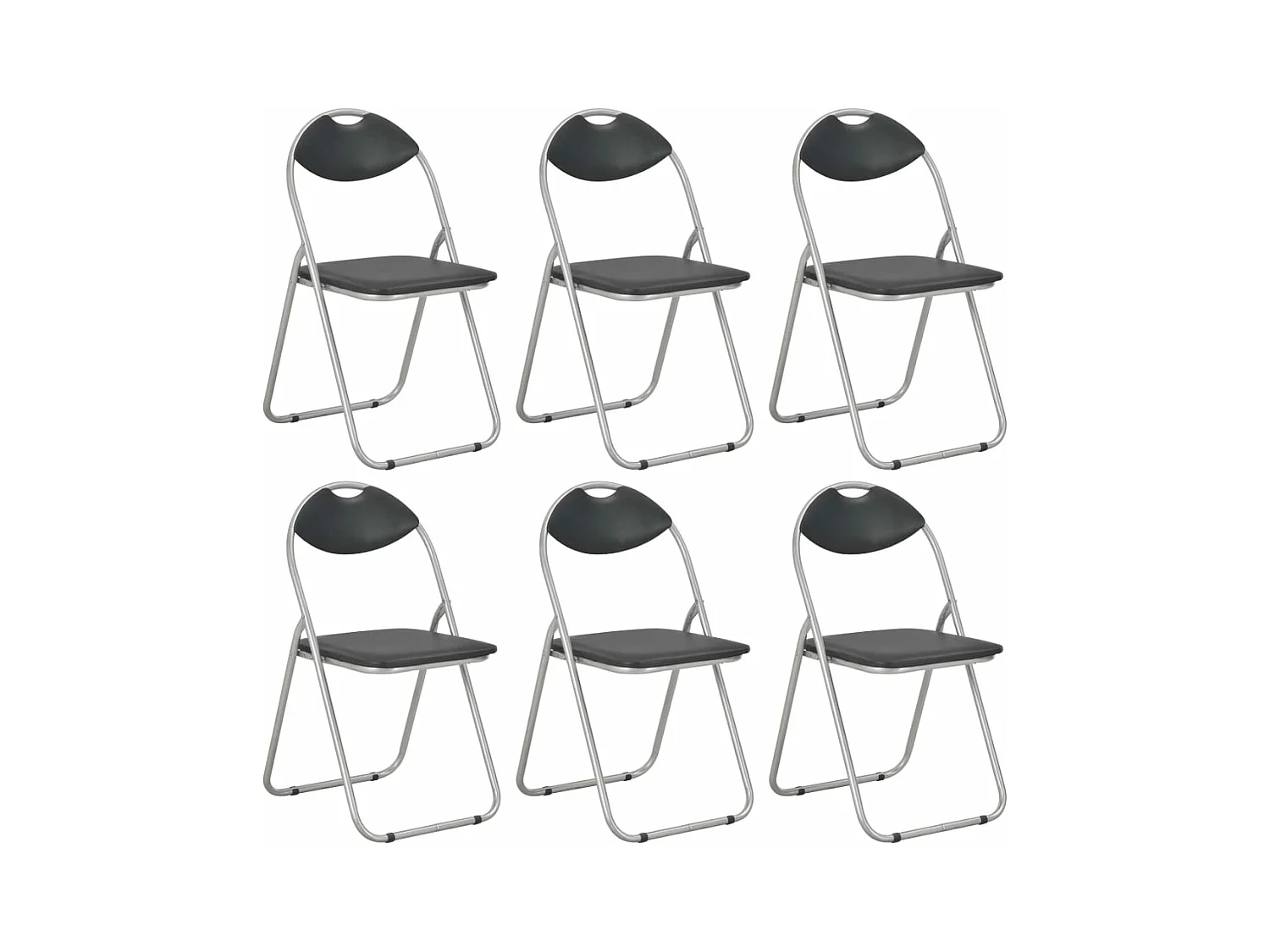 Chaises pliantes à manger Lot de 6 noir similicuir REO22052