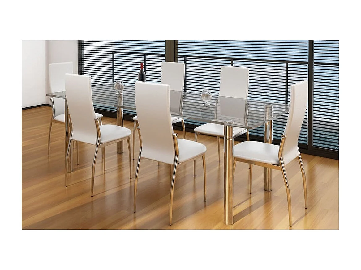 Chaises à manger Lot de 6 blanc similicuir REO12187