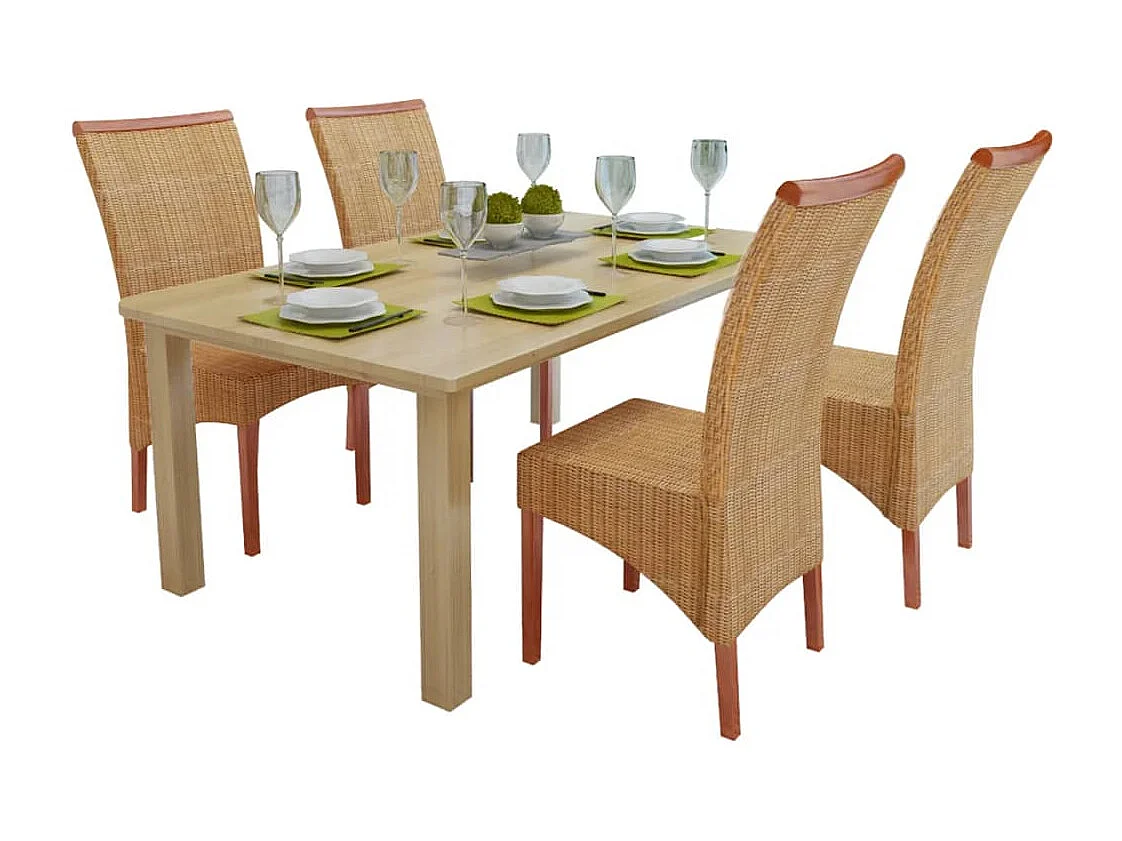 Chaises à manger Lot de 4 marron rotin naturel REO12434