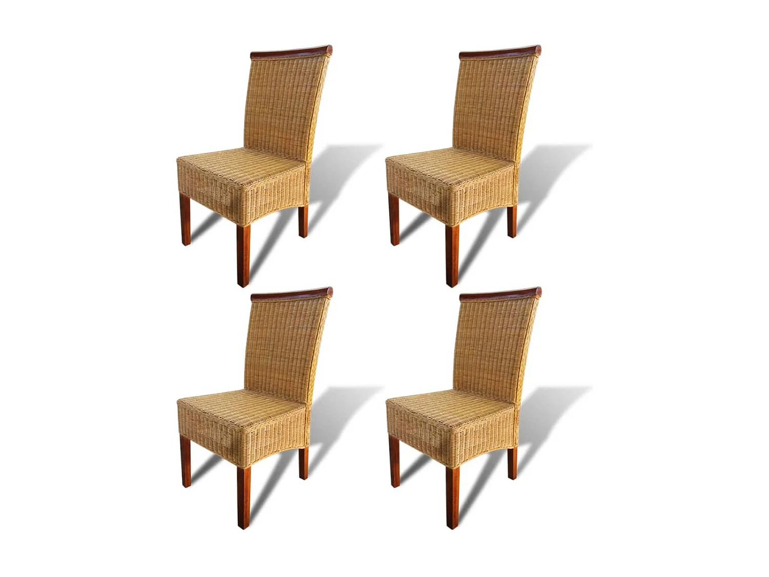 Cadeiras de jantar 4 pcs vime genuíno castanho PT481012