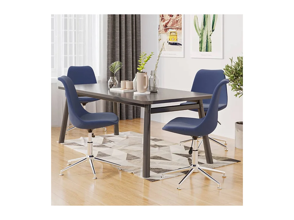 Eetkamerstoelen draaibaar 4 st stof blauw NL684753
