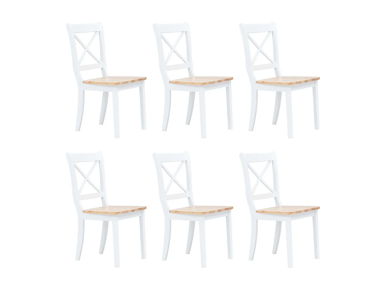 Chaises à manger Lot de 6 blanc et bois clair bois hévéa massif REO62322