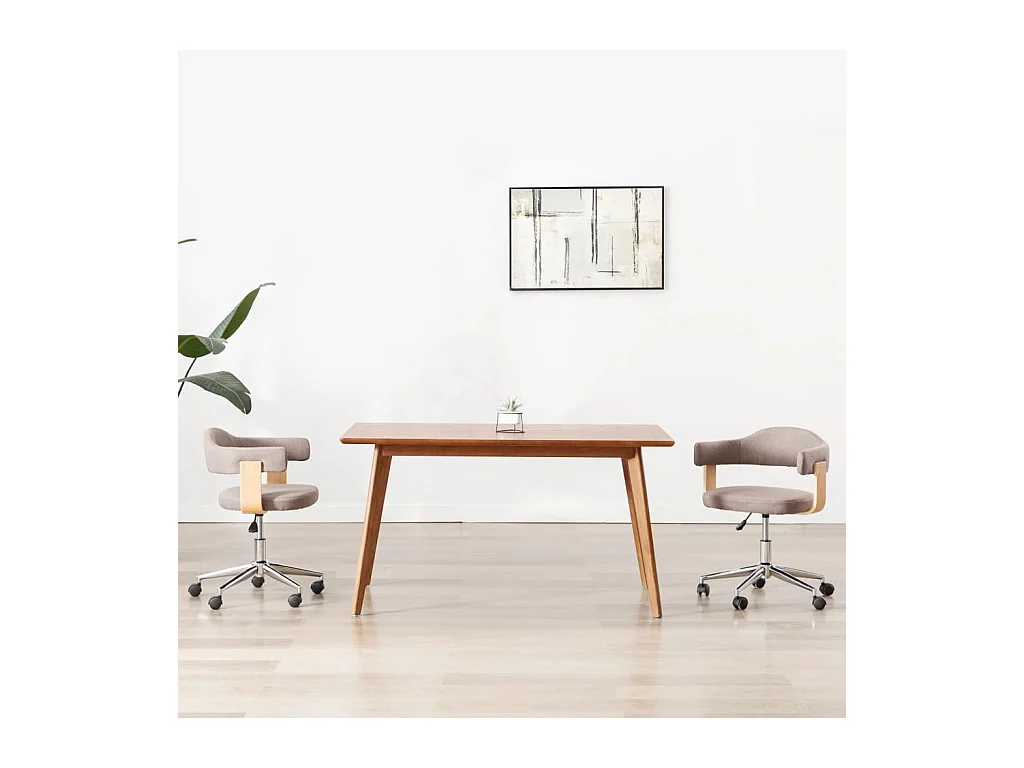 Chaise pivotante de salle à manger Taupe Bois courbé et tissu REO10221