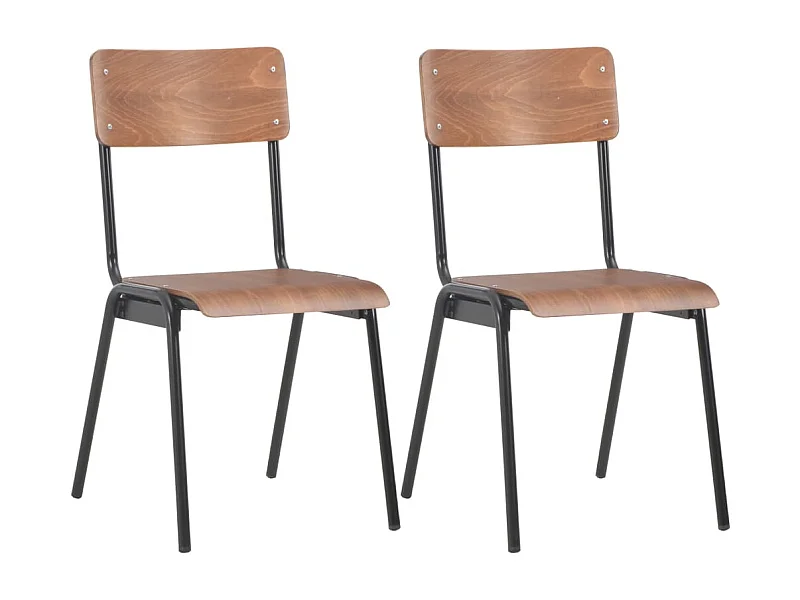 2er-set-Stühle| Esszimmerstühle Braun Massives Sperrholz Stahl -gkd909144