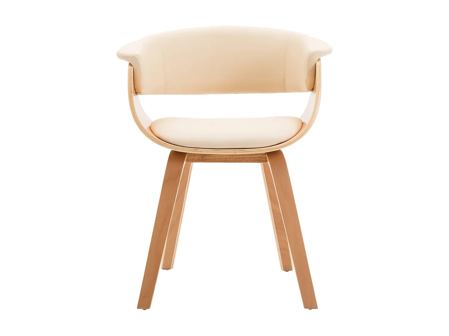 Silla de comedor de madera curvada y cuero sintético crema ES255787