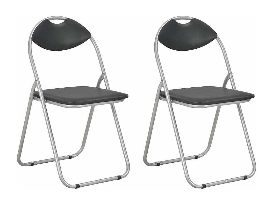 Chaises pliantes à manger Lot de 2 noir similicuir REO73244