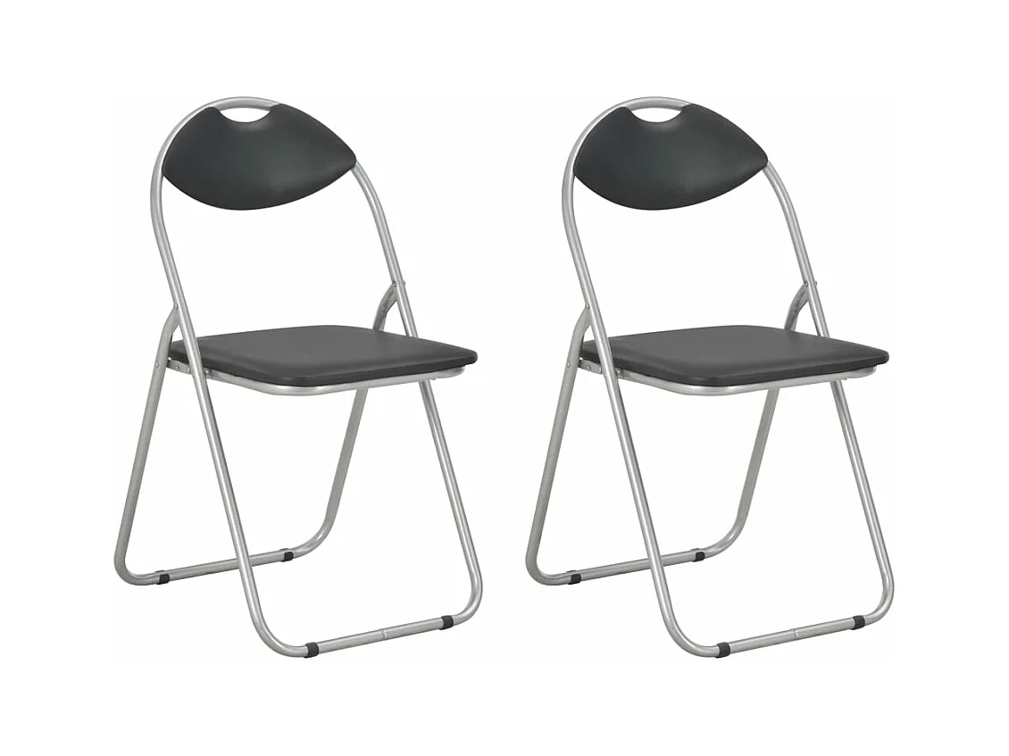 Chaises pliantes à manger Lot de 2 noir similicuir REO73244