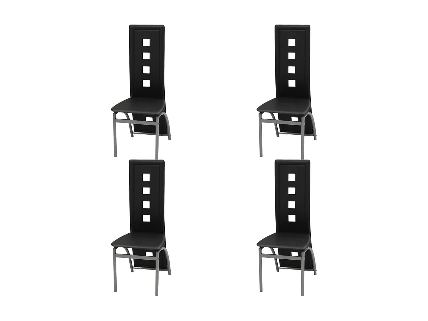 Chaises à manger Lot de 4 noir similicuir REO27970