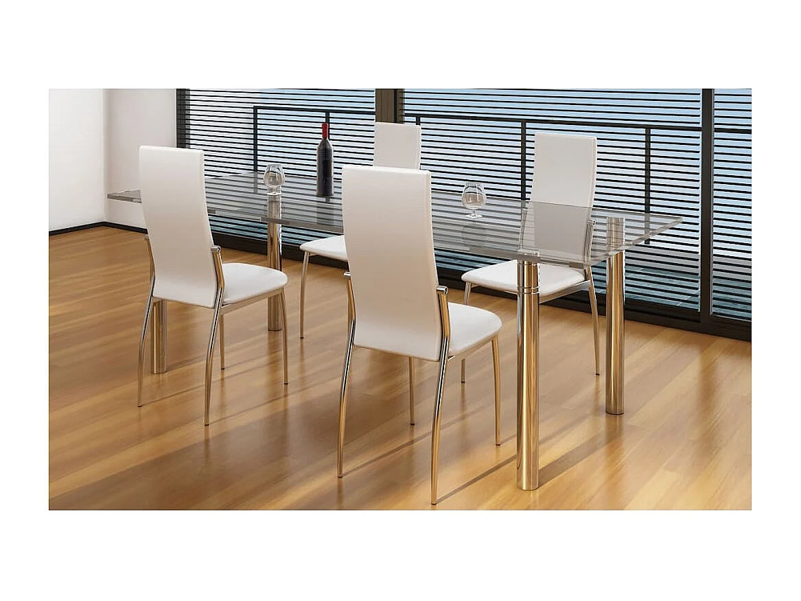 4er-set-Stühle| Esszimmerstühle Weiß Kunstleder -gkd259624