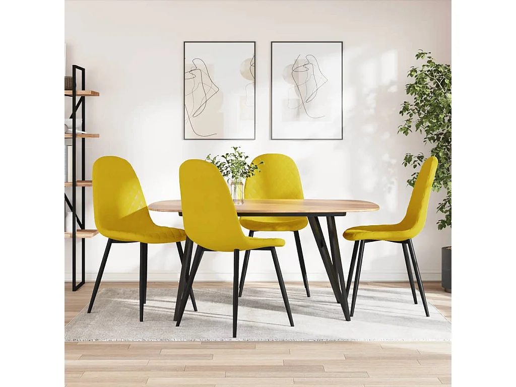 Chaises à manger Lot de 4 Jaune moutarde Velours REO64511