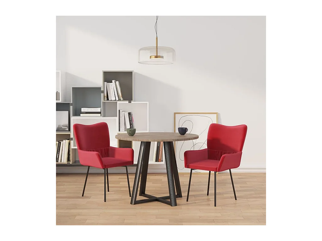 Chaises à manger Lot de 2 Rouge bordeaux Velours REO13760