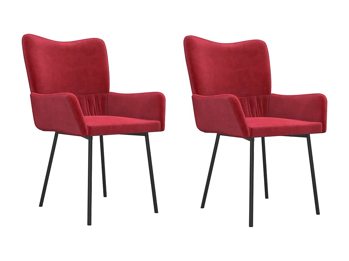 Chaises à manger Lot de 2 Rouge bordeaux Velours REO13760