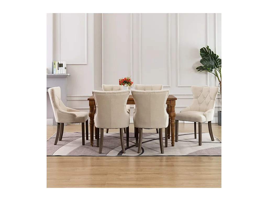 Chaises à manger Lot de 6 beige tissu REO51283