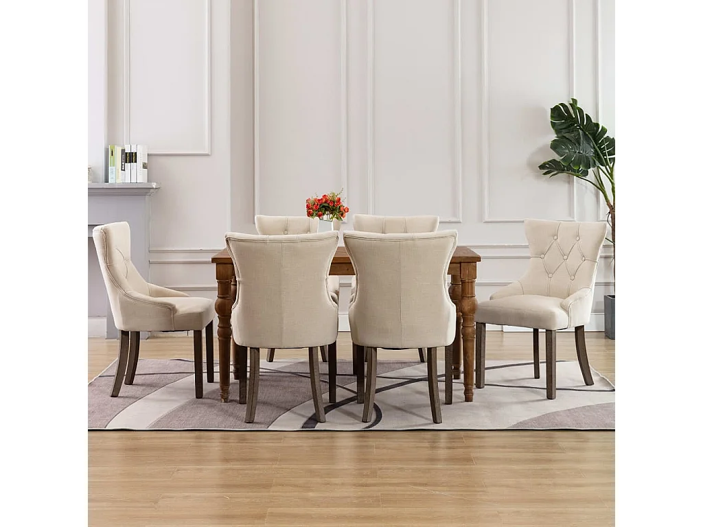 Chaises à manger Lot de 6 beige tissu REO51283