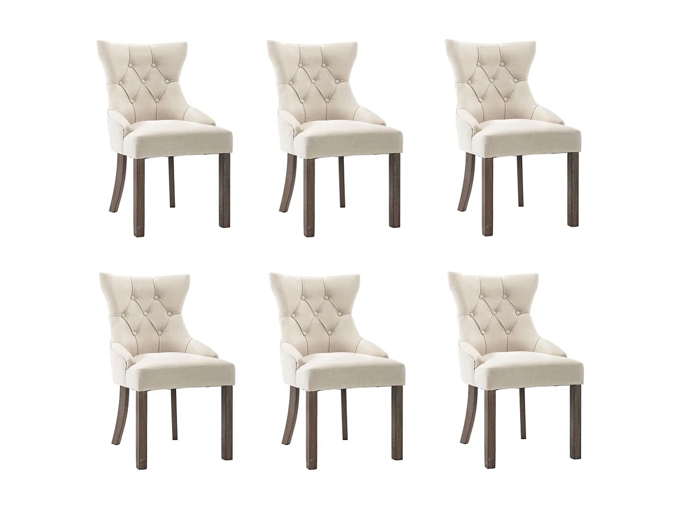 Chaises à manger Lot de 6 beige tissu REO51283
