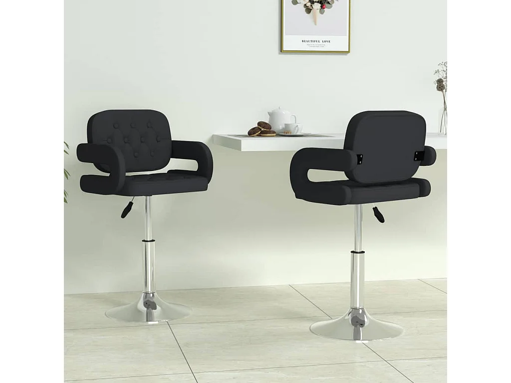 Chaises à manger pivotantes Lot de 2 noir similicuir REO52756