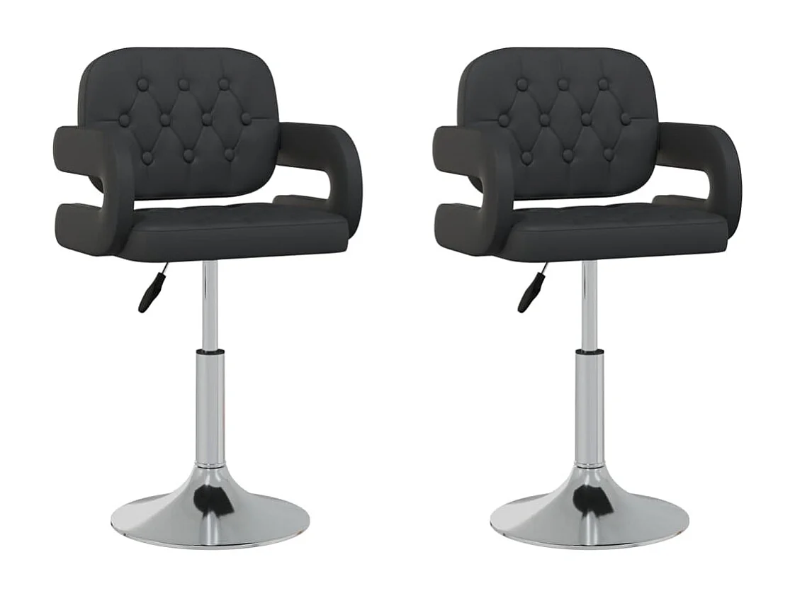 Chaises à manger pivotantes Lot de 2 noir similicuir REO52756