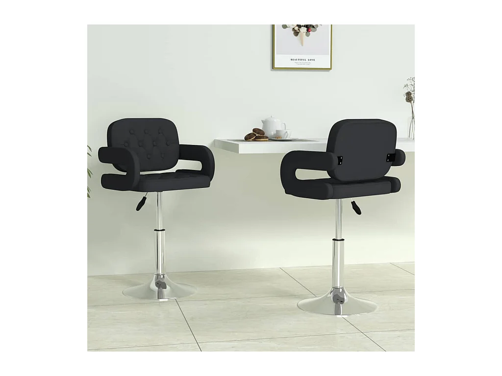 Chaises à manger pivotantes Lot de 2 noir similicuir REO52756