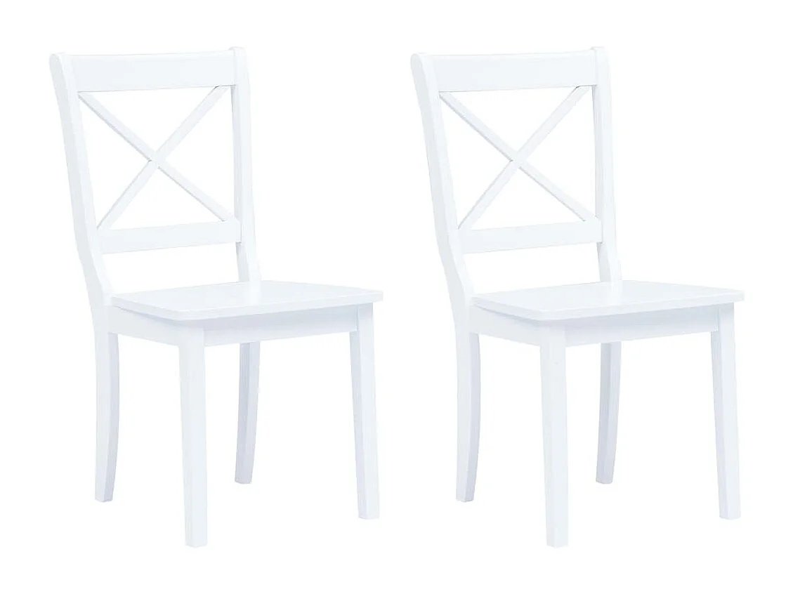 2er-set-Stühle| Esszimmerstühle Weiß Gummiholz Massiv -gkd313892