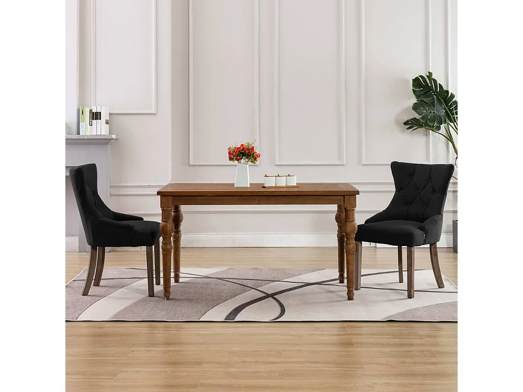 Chaises à manger Lot de 2 noir tissu REO92407