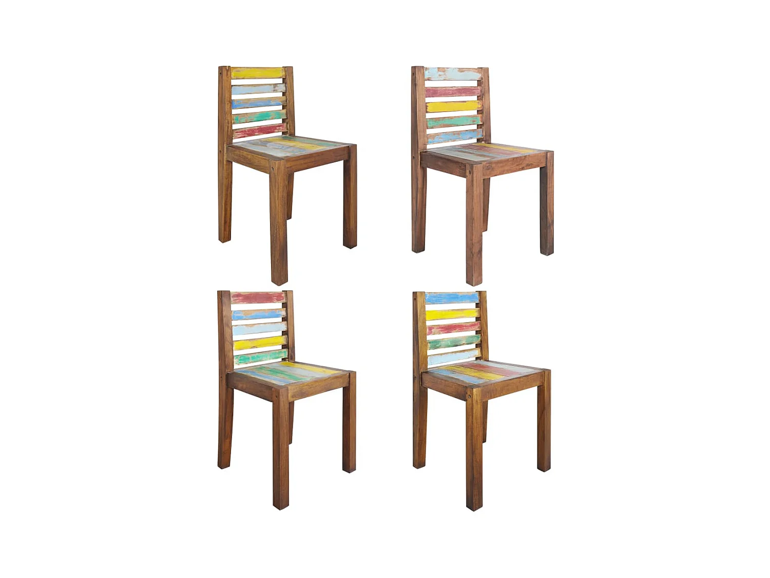 Chaises à manger Lot de 4 bois de récupération solide REO62355