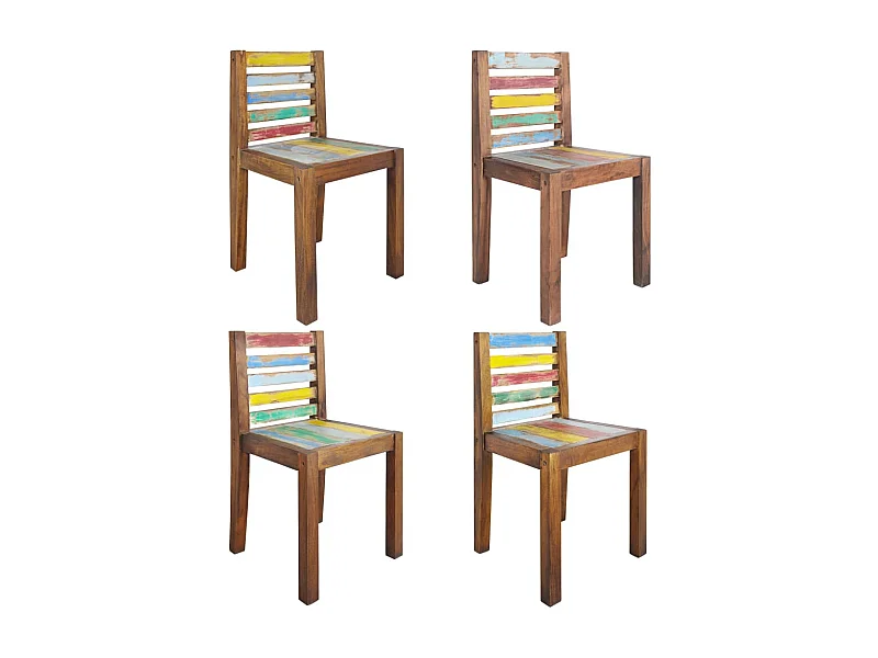 Chaises à manger Lot de 4 bois de récupération solide REO62355