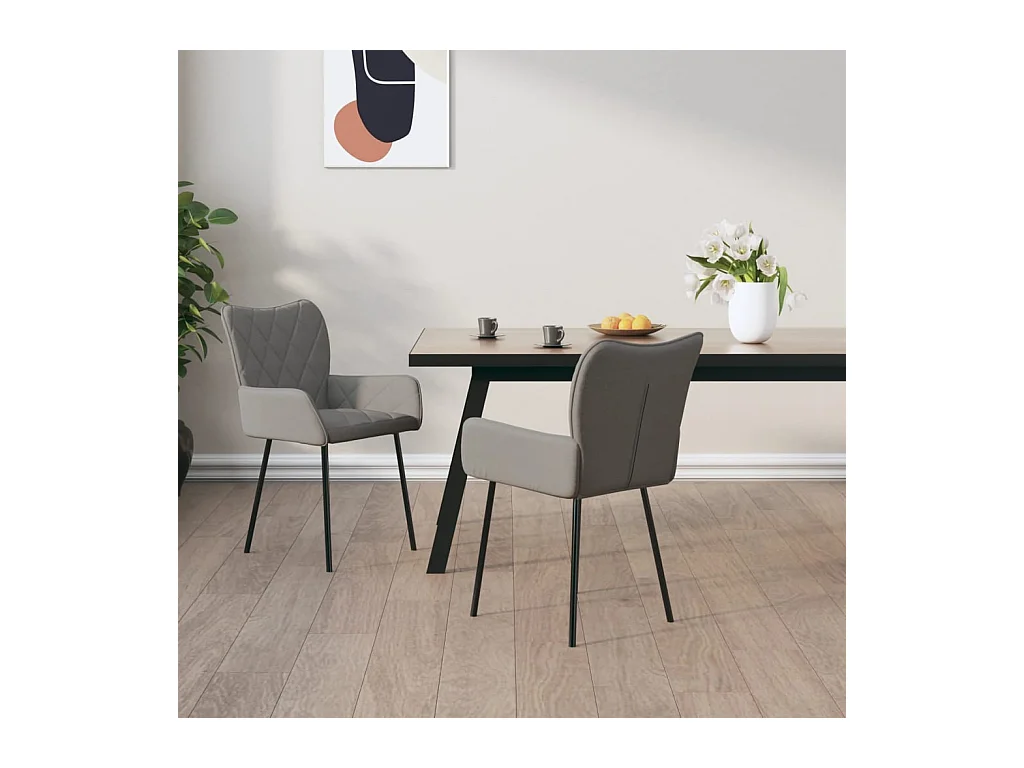 Chaises à manger Lot de 2 gris clair tissu REO33749