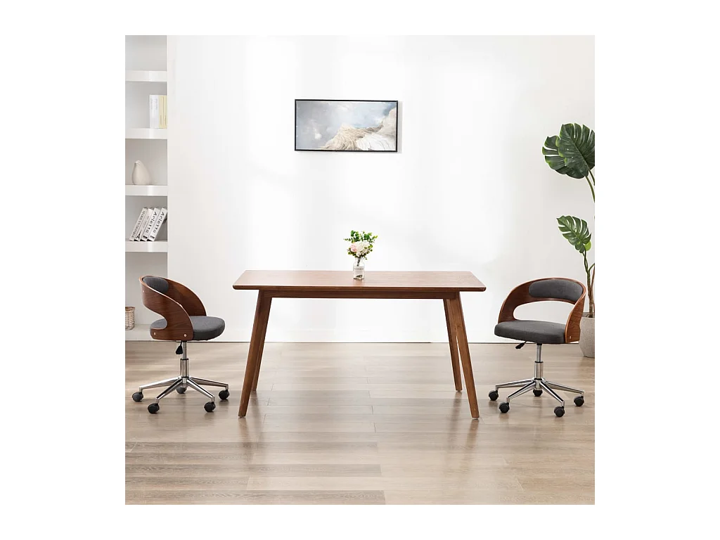Chaises pivotantes à manger Lot de 2 gris bois courbé et tissu REO95446