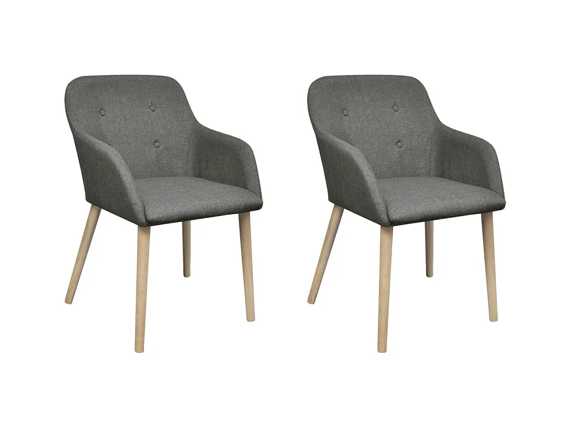 Chaises à manger Lot de 2 gris clair tissu et chêne massif REO92653
