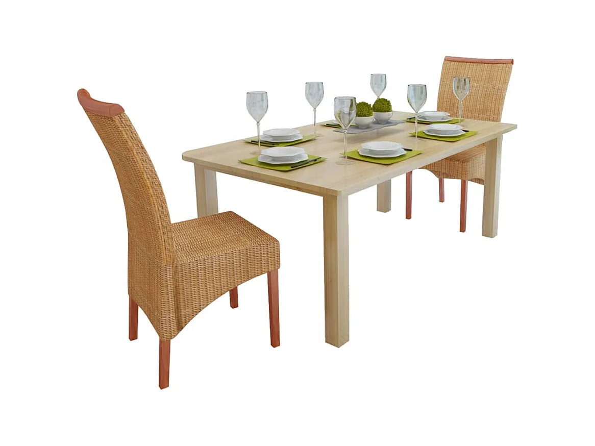 Chaises à manger Lot de 2 marron rotin naturel REO37106