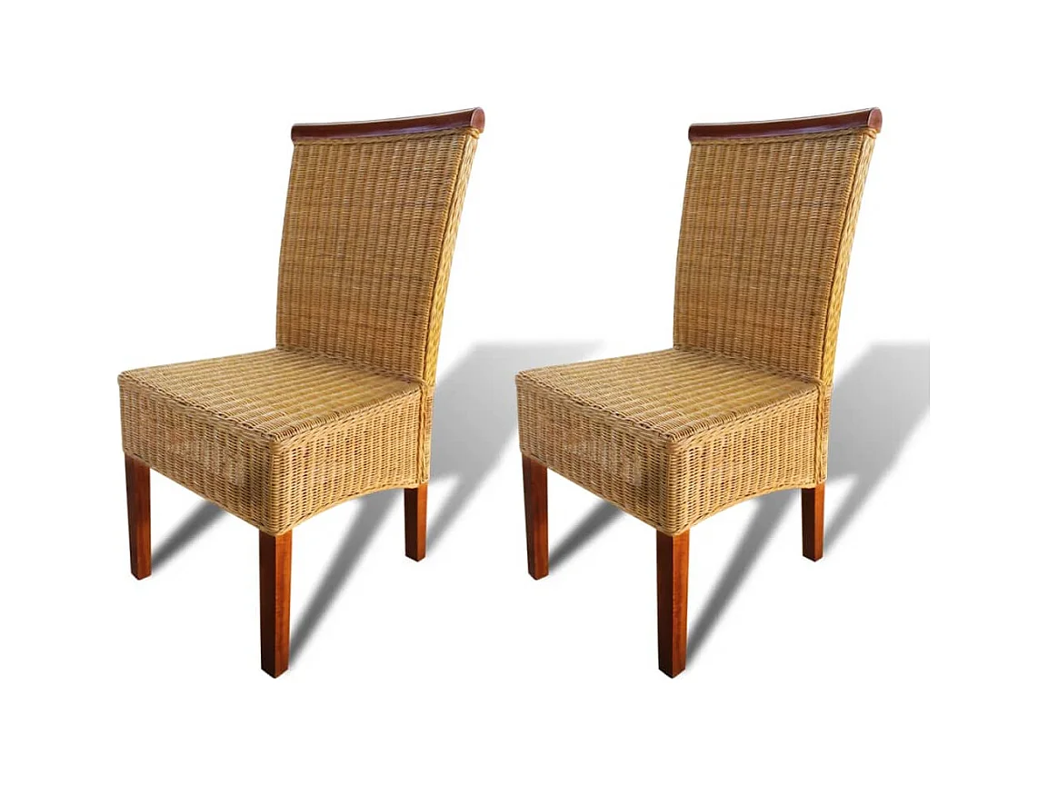 2er-set-Stühle| Esszimmerstühle Braun Natürliches Rattan -gkd638596