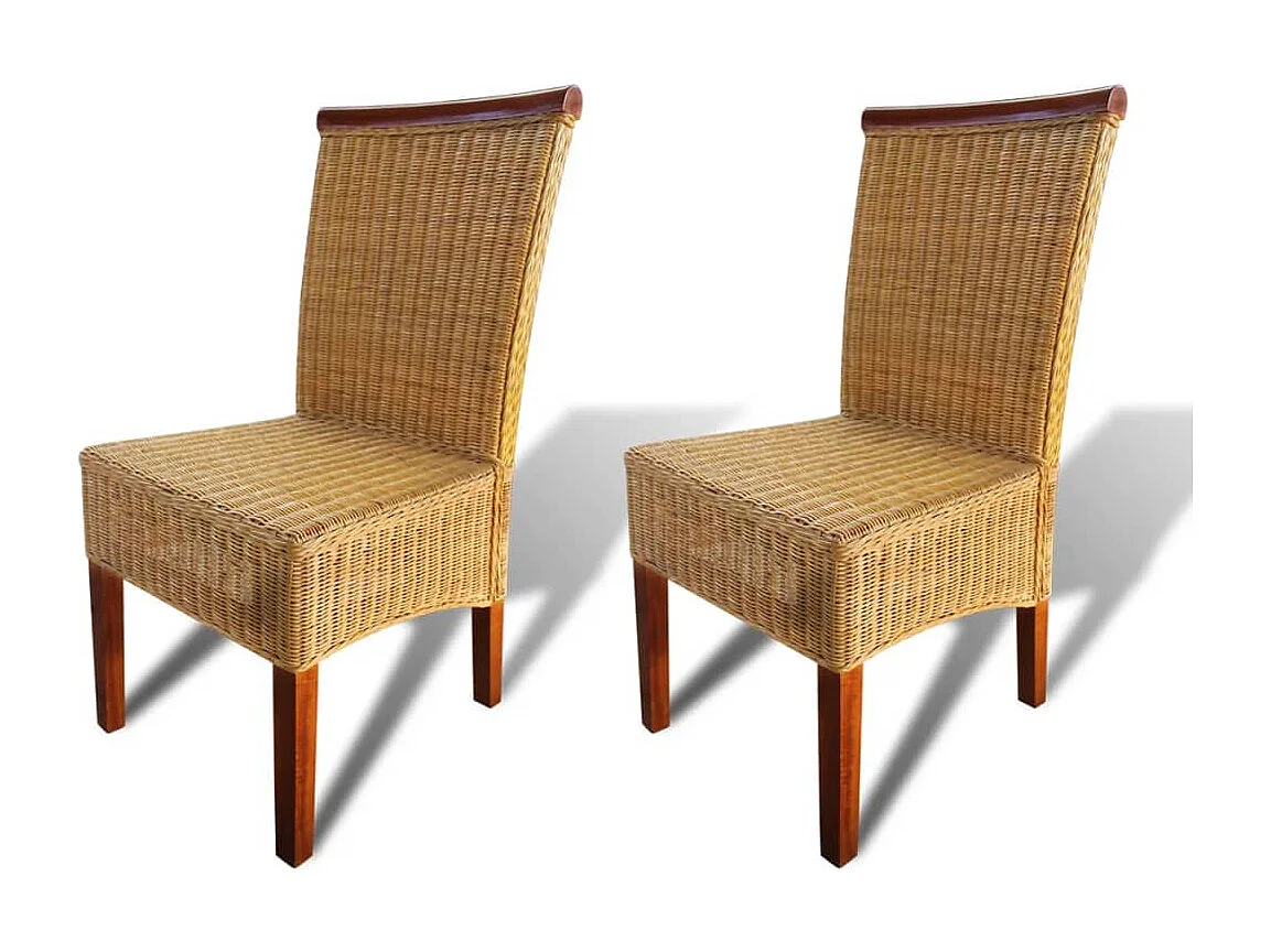 Eetkamerstoelen 2 st natuurlijk rattan bruin NL864959