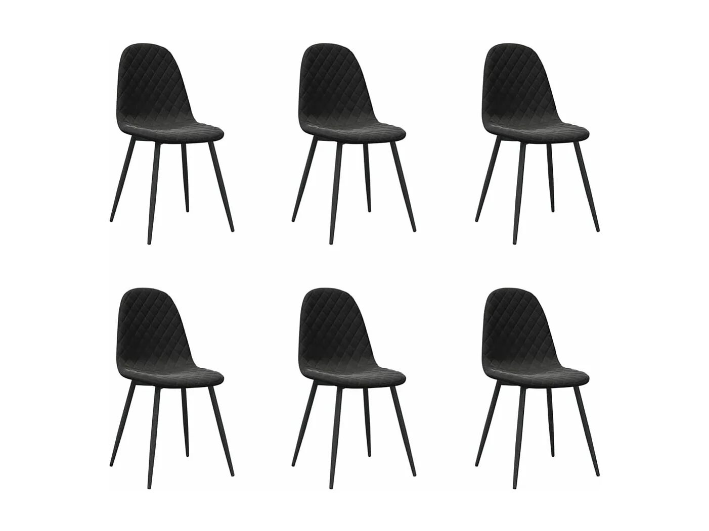 Chaises à manger Lot de 6 noir velours REO88287