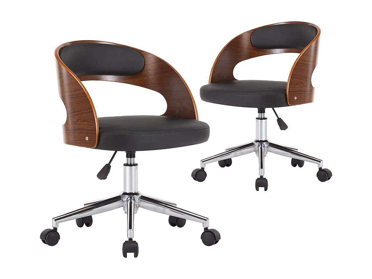 Chaises pivotantes à manger Lot de 2 bois courbé et similicuir REO74825