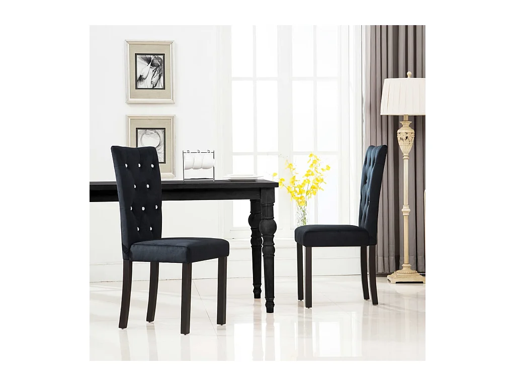 Chaises à manger Lot de 2 Noir Velours REO46644