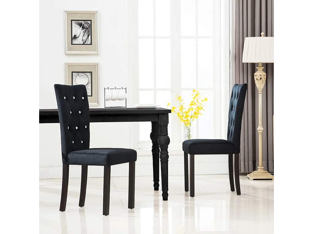Chaises à manger Lot de 2 Noir Velours REO46644