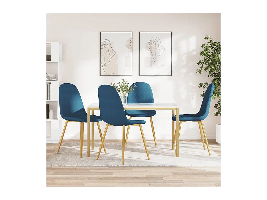 Chaises à manger Lot de 4 Bleu Velours REO66322